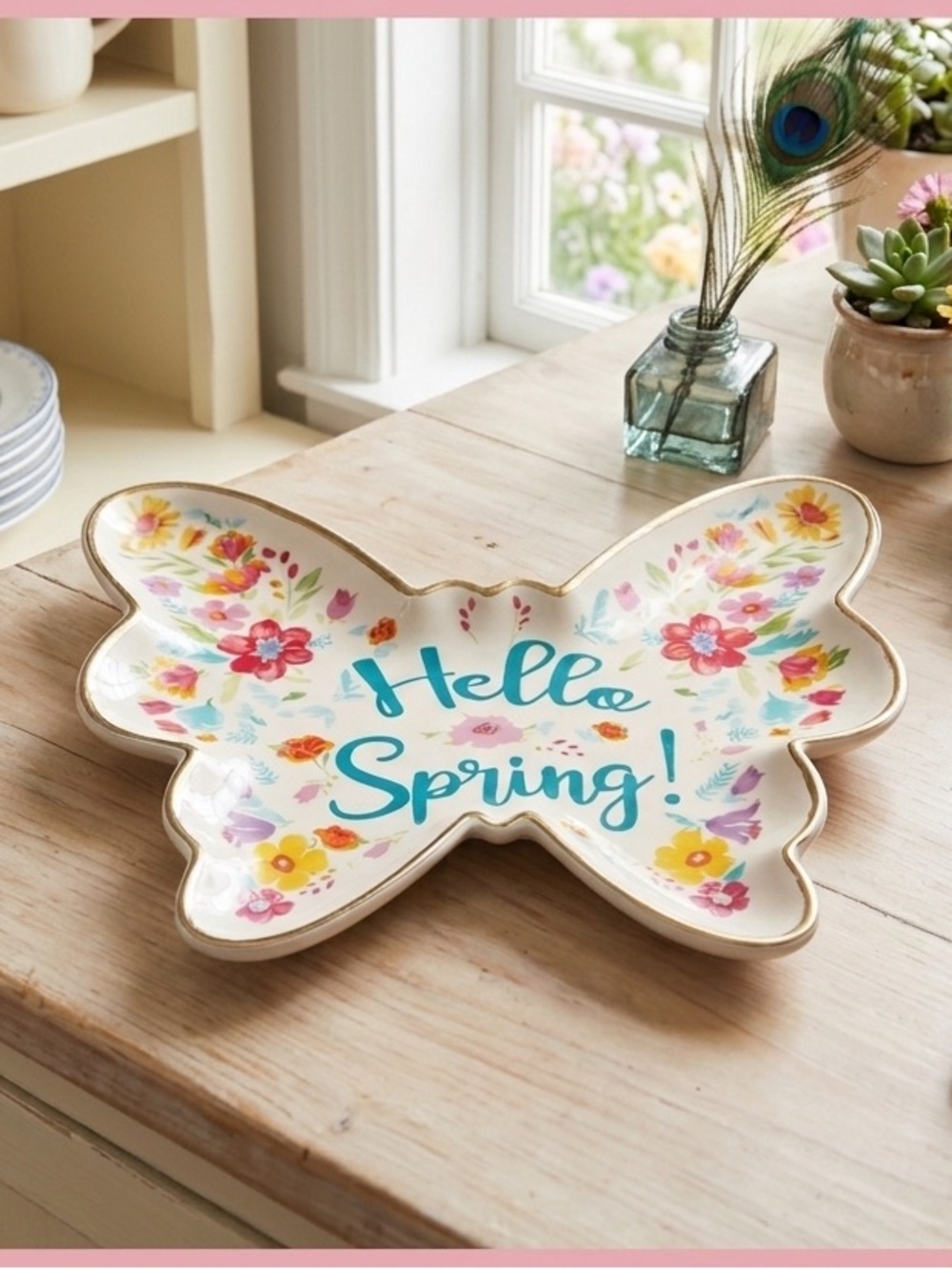 HTF 🌺 New Pioneer Woman Ceramic Butterfly Shaped Trinket Tray - Kitchen Decor